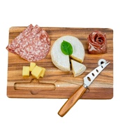 Premium bamboe kaasplank, snijplank voor groenten, fruit en kaas, acacia snijplank, massief houten kaasplank, kaasplank met kaasmes.