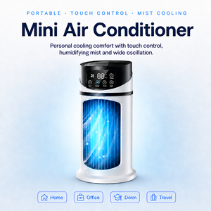 Mini-refroidisseur d'air <span class=keywords><strong>électrique</strong></span> portable USB et ventilateur avec veilleuse, minuterie 6 vitesses pour voiture, bureau, hôtel et utilisation en extérieur - Product Image 2