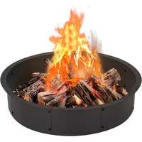 Kit d'anneau de feu en métal robuste doublure de foyer à bois extérieur dans/au-dessus du sol support d'anneau de feu de camp anneau de foyer pour