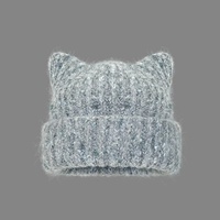 Bonnet à oreilles de chat HZM-61318 pour femmes, accessoires colorés style gothique Y2K, bonnet tricoté mignon avec oreilles