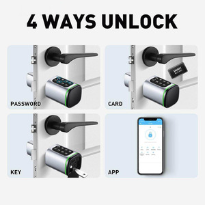 สมาร์ทล็อคทรงกระบอกพร้อมรหัสผ่านการ์ด RFID กุญแจกลไก และควบคุมผ่านแอพ สำหรับประตูอลูมิเนียม-ใช้ในโรงแรม อพาร์ทเมนท์ รุ่น QG-01 ปลดล็อคได้ 4 วิธี - Product Image 1