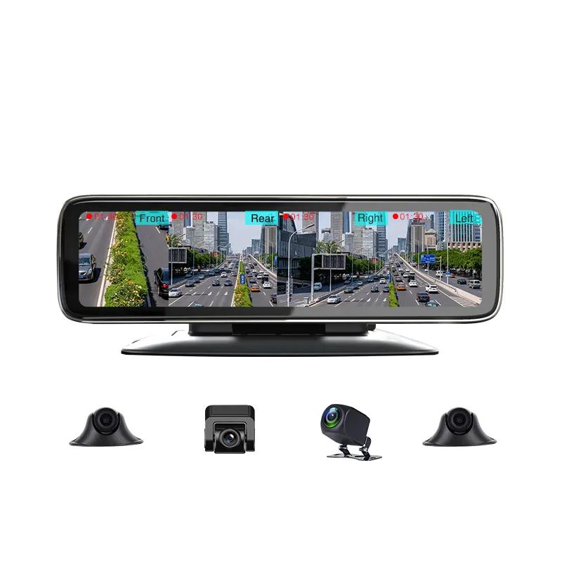 4 Cams Night Vision AHD1080P Car Video Recorder 12 inch Touch Screen G-sensor Parking Monitor Mirror 360 Degree Car Black Box
