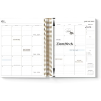 Myway 2026-2027 180 °   Planificateur quotidien et mensuel à couverture plate avec journal d'exercices, couverture en papier imperméable avec impression couleur, carnet