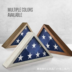 Wooden Flag Storage Box Triangular Wall Desktop Decoration Handmade Covered 1L Capacity Retro Color Solid Pattern - Product Image 4