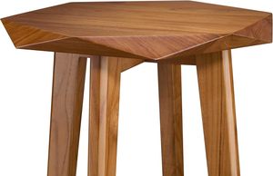 Tavolino <span class=keywords><strong>Esagonale</strong></span> in Legno Massello - Tavolino Laterale Moderno Minimalista per Soggiorno, Tavolino Decorativo in Legno Naturale <span class=keywords><strong>con</strong></span> Design a <span class=keywords><strong>Base</strong></span> a X - Product Image 2