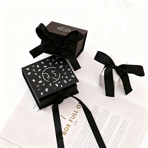 Custom ISO9001 Personalized White Black Magnetic <b>Gift</b> <b>Box</b> Ribbon Self Erecting Design Small <b>Large</b> Size Jewelry & Watch Packaging - Product Image 2