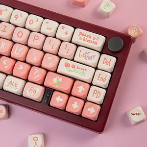 Ensemble <span class=keywords><strong>de</strong></span> touches M-O-A <span class=keywords><strong>haut</strong></span> <span class=keywords><strong>de</strong></span> <span class=keywords><strong>gamme</strong></span> à thème pêche, 5 faces, PBT, sublimation thermique, mignonnes, arrondies, compatibles avec les claviers mécaniques - Product Image 3