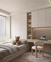 Set Perabot Kamar Tidur Modern yang Dapat Disesuaikan, Terintegrasi Tempat Tidur, Meja, dan Lemari dengan Desain yang Dapat Diperpanjang untuk Apartemen, Bahan Kayu