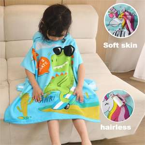 Peignoir poncho à capuche pour enfants bon marché Serviette de bain et de plage portable pour bébés Logo personnalisé pour la salle de bain - Product Image 2