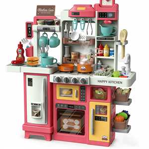 ของเล่นบ้านครัวเด็ก ชุดทำอาหาร<span class=keywords><strong>เชฟ</strong></span> ขนาด 82 ซม. ของเล่นครัว 85 ชิ้น พร้อมฟังก์ชั่นฉีดน้ำ โต๊ะ<span class=keywords><strong>อาหาร</strong></span>ขนาดใหญ่ ของเล่นมีไฟและเสียงเพลงสำหรับเด็ก - Product Image 4