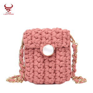 Vendedor superior 2022 hecho a mano mujer tejido algodón teléfono móvil <span class=keywords><strong>bolsa</strong></span> ganchillo bolsas - Product Image 4