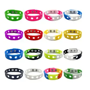 Fashion Gift Rubber Colorful Wristband Bracelet For Shoe Charms Children Adjustable Silicone Charm Bracelets