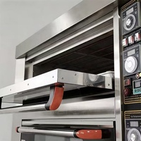 Four à gaz à double étage avec portes en verre résistant à la chaleur, four de cuisson commercial pour une production de boulangerie efficace