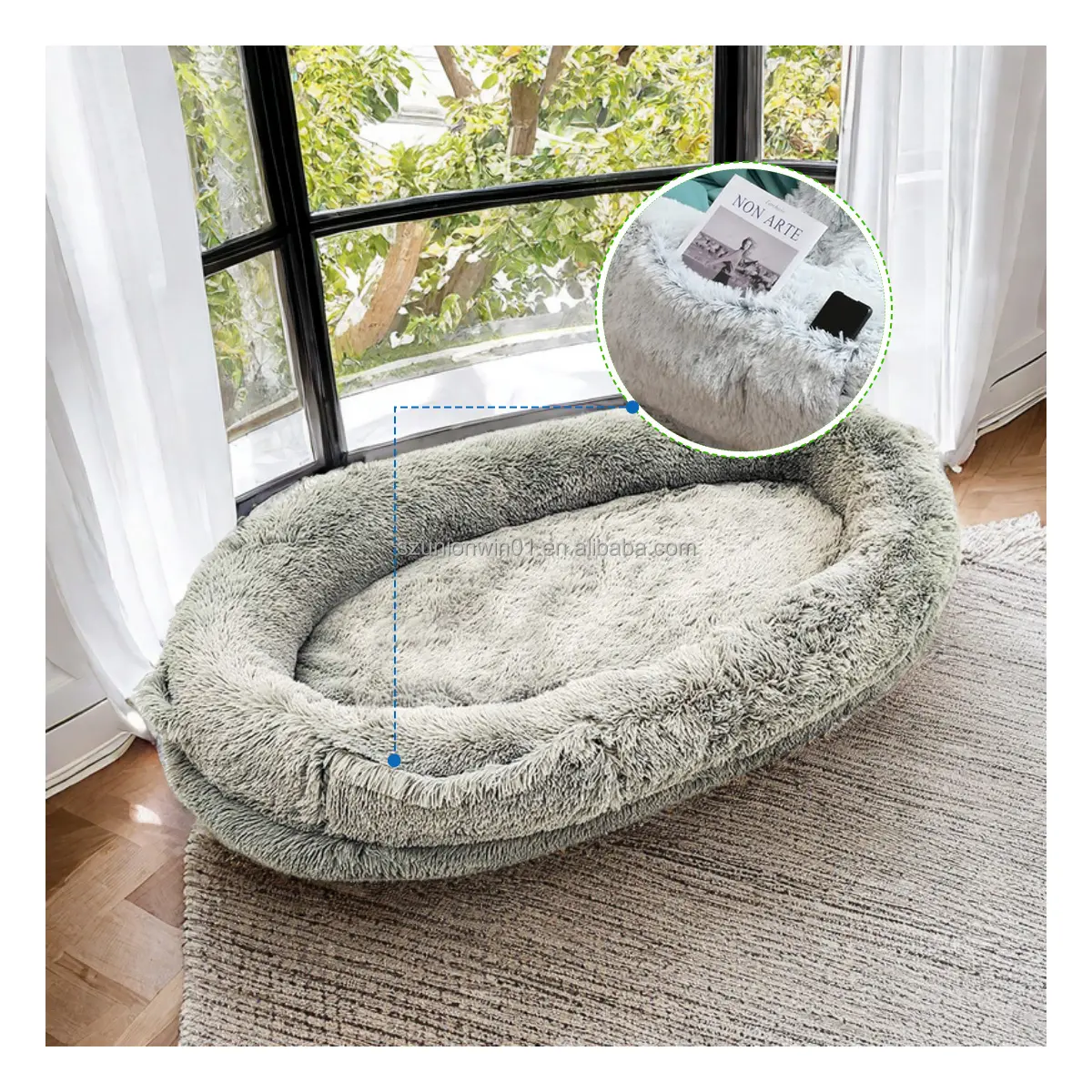 Cama para perros humanos côté animal de compagnie inclinable extra grand canapé rond populaire paresseux dos réglable lit pour chien humain