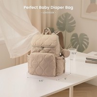 Nouveau sac à langer matelassé en polyester léger beige, grande capacité, sac à dos pour bébé, pochette isotherme pour biberon, sac multifonctionnel