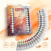 Ensemble de peinture gouache Kinghan 24 couleurs, tubes de 12 ml, séchage uniforme, kit d'art pour étudiants et professionnels, apprentissage artistique avec boîte de couleurs