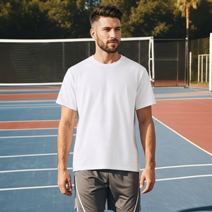 White <b>100</b>% Cotton Men T <b>Shirt</b> Oversized Short Sleeve O Neck Breathable Knitted Tee Casual Summer Wear - Product Image 2