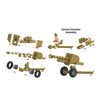 Accessoires de canon anti-char, ensemble de jeu de canon obusier, jouet éducatif, figurines en plastique, pièces d'artillerie, blocs de construction