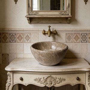 Lavabo en marbre Emperador moderne sur mesure, en <span class=keywords><strong>pierre</strong></span> naturelle, pour salle de bain, hôtel, chambre à coucher - Product Image 3