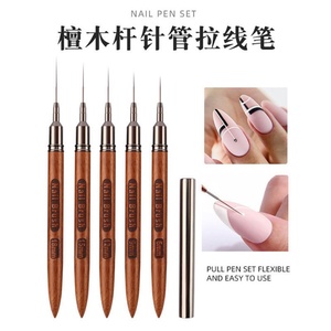 Stylo à ongles haut de gamme personnalisable avec logo, ultra-fin, à ligne spéciale, confortable, avec manche en bois, brosse en nylon pour vernis à ongles - Product Image 2