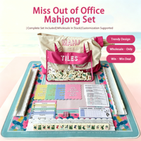 Ensemble de Mahjong américain Miss Out of Office, kit de tuiles de Mahjong avec sac de Mahjong, tapis de Mahjong floral, supports de Mahjong, accessoires de Mahjong