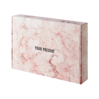 Caja de Papel con Textura de Mármol Rosa Personalizada, Caja para Regalos con Texto 'TU PRESENTE', Ecológica, Reciclable, Plegable, Embalaje de Regalo Corrugado