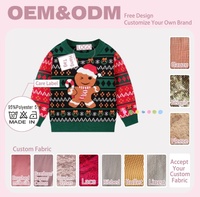 Pull de Noël moche pour enfants, motif bonhomme en pain d'épices et canne à sucre, col rond, tricoté, pour garçons et filles, collection de fêtes