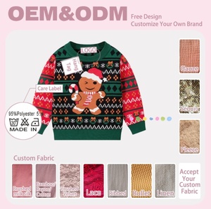 <span class=keywords><strong>Pull</strong></span> <span class=keywords><strong>de</strong></span> Noël <span class=keywords><strong>moche</strong></span> pour enfants, motif bonhomme en pain d'épices et canne à sucre, col rond, tricoté, pour garçons et filles, collection <span class=keywords><strong>de</strong></span> fêtes - Product Image 2