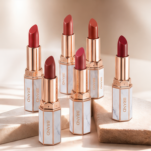 Natural Non-stick Cup <b>waterproof</b> velvet matte <b>lipstick</b> with marble pattern for Natural Look Private Label - Product Image 3