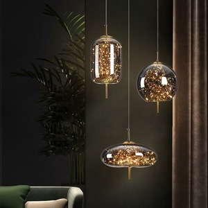 Nordic soggiorno cucina isola illuminazione moderna oro nero sfera di vetro lampade a sospensione per interni - Product Image 3