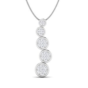 Sterling Silver Gold Five Circle Classic Style Pendant Drop Shank Cut Lab Grown Diamond Daily Wear Fine Jewelry Set Party Gift - Product Image 2