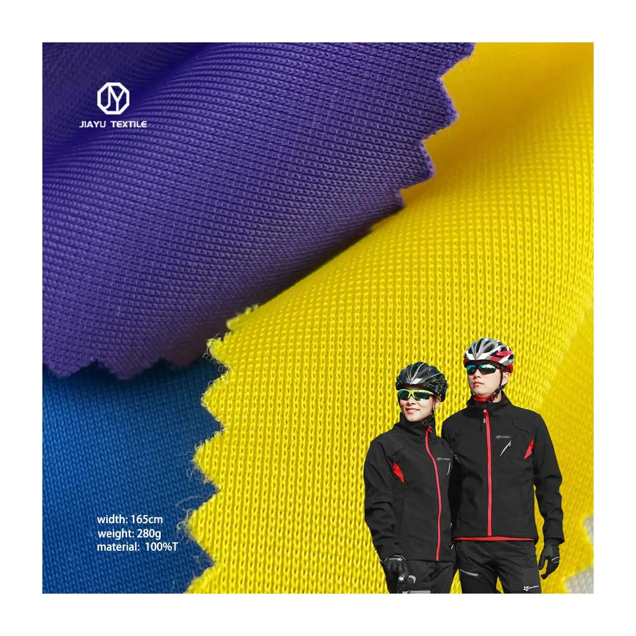 Jiayu Textile 280g thickened knitted fleece single jacket outdoor sportswear fabric cycling uniform school uniform fitness wear