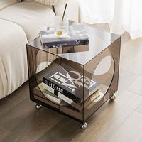 Table basse mobile en plastique de meubles de décor d'hôtel de salon de table d'appoint acrylique avec des roues