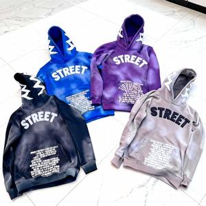 Sudadera con capucha oversize estilo streetwear vintage, lavado ácido, efecto desgastado por el sol, con bordado de apliques, de tejido grueso y efecto desgastado, éxito de ventas 2026 - Product Image 1