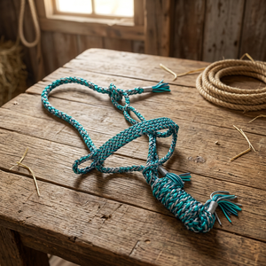 Rub International Modèle 7860H Premium, Lanière en corde de nylon nouée à la main, Têtière tressée arc-en-ciel |   Harnais pour cheval de taille personnalisable - Product Image 3