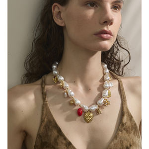 JINYOU 3432 Mulheres Moda Impermeável Charme Pingente Simulado Barroco Pérolas Handmade Beads Declaração Colar Colar Jóias - Product Image 5