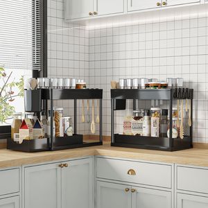 Estante de Almacenamiento Extraíble de 2 Niveles para Cocina, Organizador Elegante, Estantes Encajables para Organización Debajo del Fregadero - Product Image 2