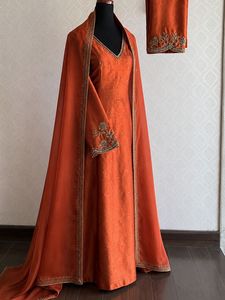 Designer Chanderi Silk <b>Kurta</b> and Pant Set with Georgette Dupatta Aari Work Zardozi Embroidery Kadana Beads and Zari Work Premium - Product Image 4