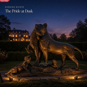 YOUFINE Statue <span class=keywords><strong>de</strong></span> lionne classique en bronze pour l'extérieur avec trois jeunes lionnes affamées portant un gibier, pour la décoration <span class=keywords><strong>de</strong></span> jardin, <span class=keywords><strong>de</strong></span> parc et <span class=keywords><strong>de</strong></span> pelouse <span class=keywords><strong>de</strong></span> <span class=keywords><strong>domaine</strong></span> - Product Image 4