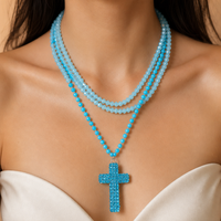 Collier pendentif croix gothique, collier ras du cou à franges multicouches pour femmes, style grunge audacieux