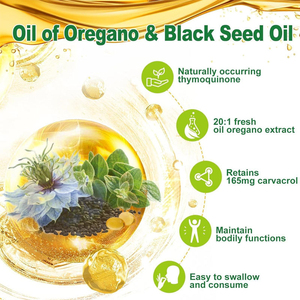 Complément alimentaire à base de plantes pour la santé digestive, huile d'origan sauvage, huile de graines noires, capsules molles, extrait de plantes antioxydant - Product Image 5