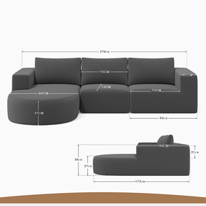 Ensemble de canapés modulaires modernes en forme de L, compressés sous vide, en mousse haute densité, revêtement en velours côtelé, pour petit <span class=keywords><strong>appartement</strong></span> - Product Image 6