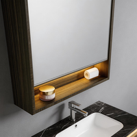 Meuble-lavabo mural moderne avec éclairage LED intégré, lavabo design aux lignes architecturales et style contemporain