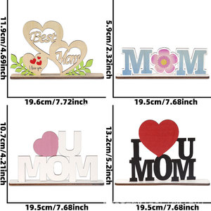 Adornos de madera en forma de corazón con letras, la mejor decoración de escritorio para el Día de la Madre, regalo para el Día de la Madre, decoración del hogar - Product Image 3