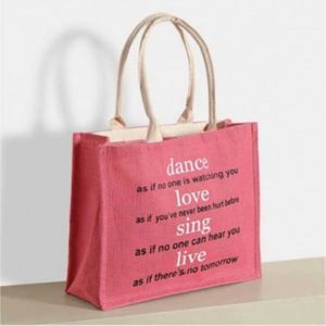 Large Size Jute Bag with Rope Handle Customized Logo Printed Kitchen Shopping Bag Embroidery Letter Decoration National Style - Product Image 5