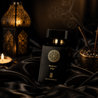 Eau de Parfum Luxe Shadowy Edge pour Homme 80ml, Parfum Boisé Longue Durée avec Flacon Carré Noir et Coffret Cadeau Médaillon Doré