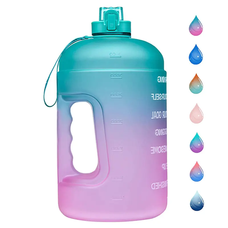Bottiglia d'acqua all'aperto di grande capacità da 3000ML sport all'aria aperta palestra gradiente BPA Free bottiglia d'acqua motivazionale con indicatore del tempo