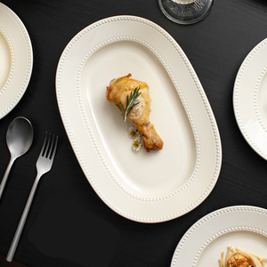 Assiette en porcelaine élégante pour steak, pâtes, <span class=keywords><strong>petit</strong></span>-déjeuner, dessert, vaisselle de table en céramique pour la maison <span class=keywords><strong>et</strong></span> l'hôtel, ensemble de bols blancs - Product Image 6