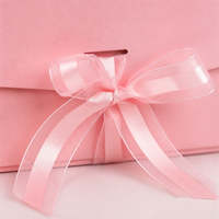 Boîte cadeau pliable rose avec logo personnalisé, ruban et nœud, emballage rigide en carton pour mariage, cosmétiques, vêtements, cadeaux