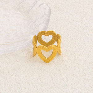 Heart-Shaped Gold Plated Stainless Steel <b>Rings</b> Unisex Jewelry Gift Fashion Accessory Yiwu Origin Geometric Design JZ21211 21214 - Product Image 3